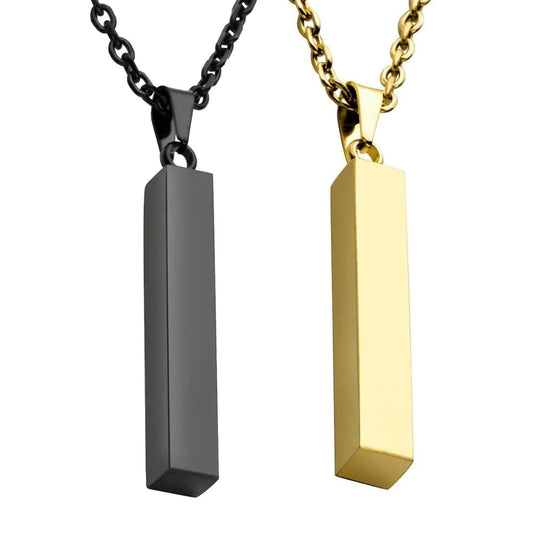 Sleek Stainless Steel Vertical Bar Pendant Necklace