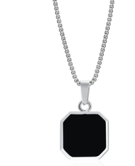 Eclipse Square Stainless Steel Pendant Necklace